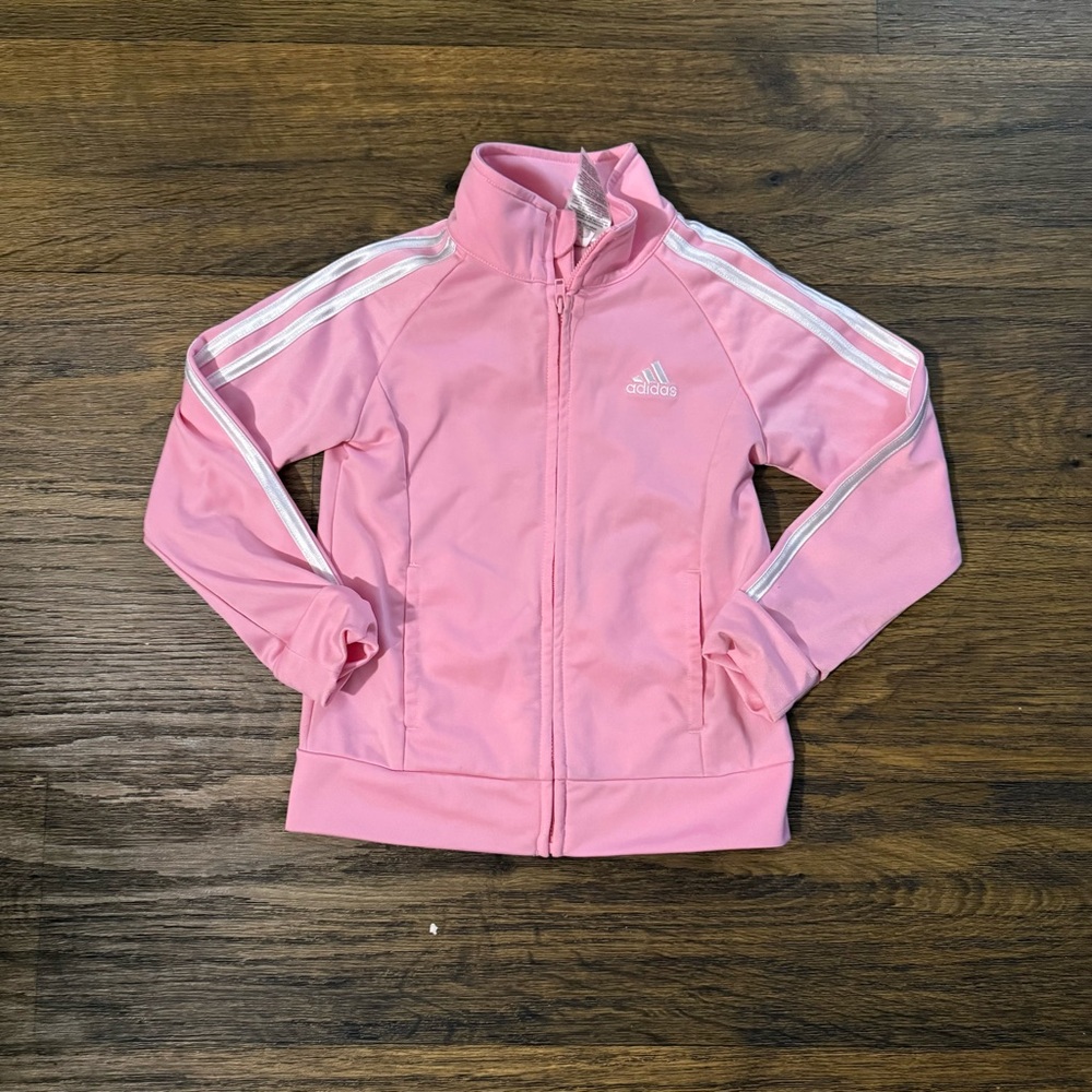 Adidas Pink and White Track Jacket Size 5